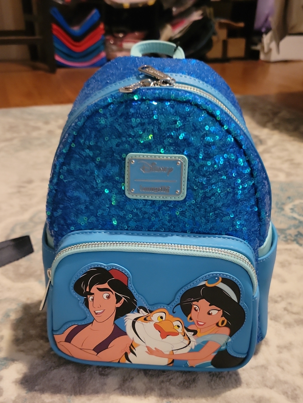 Loungefly Disney Blue Sequin Aladdin Mini Backpack